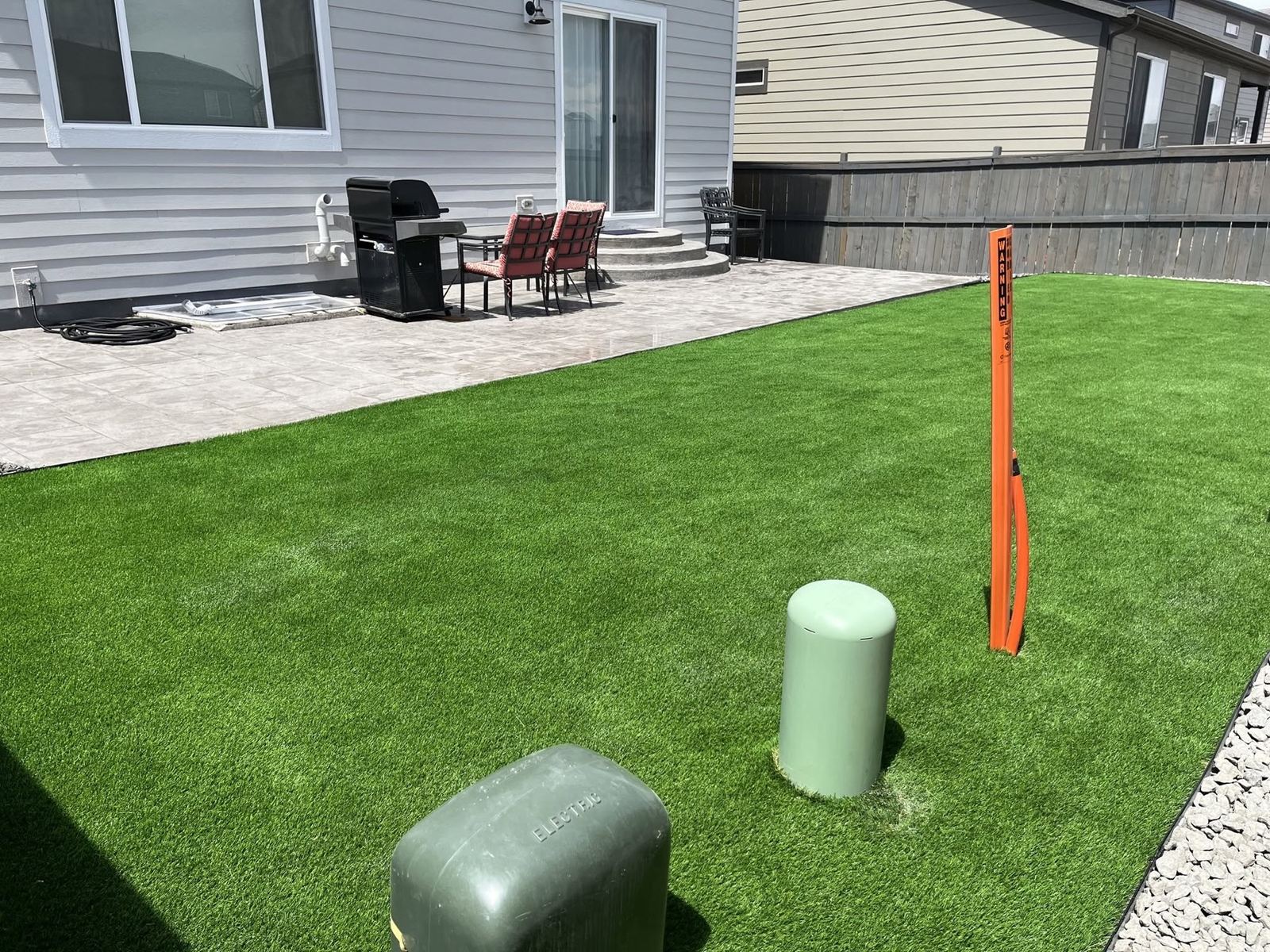Finished artificial turf and patio transition