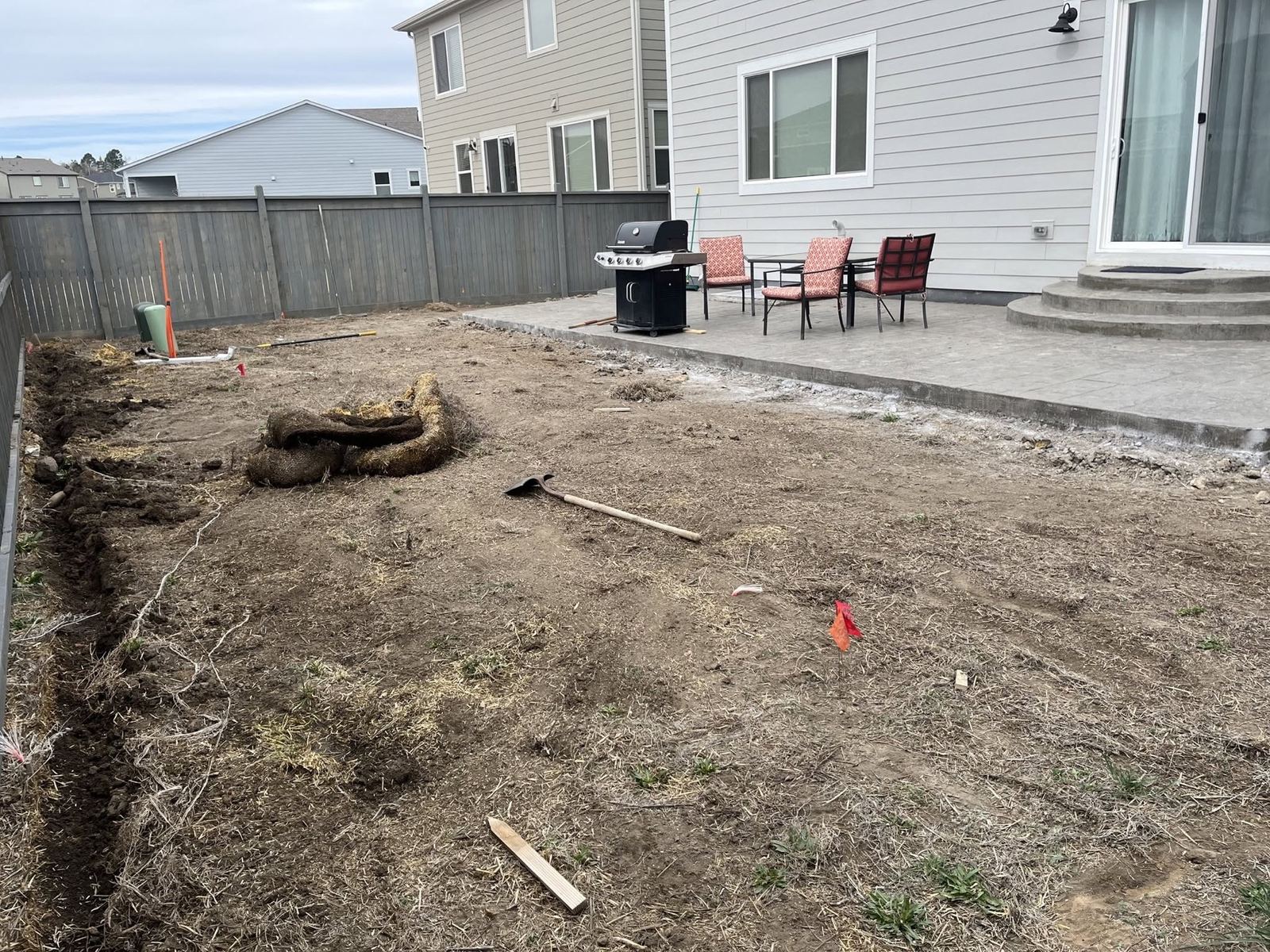 Backyard before the artificial turf installation